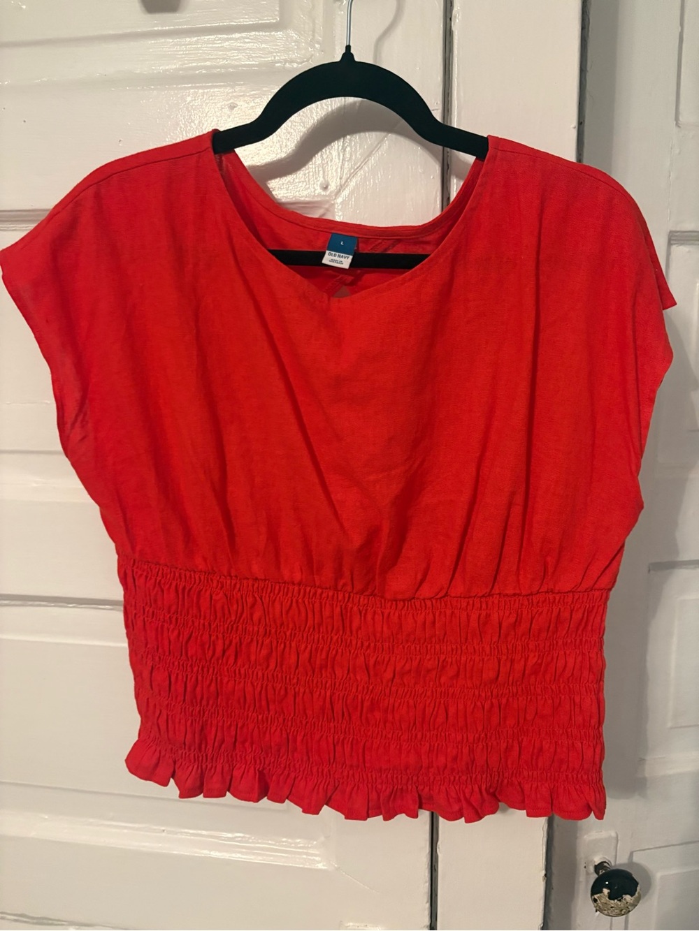 Red-orange old navy size large linen sleeveless top keyhole back